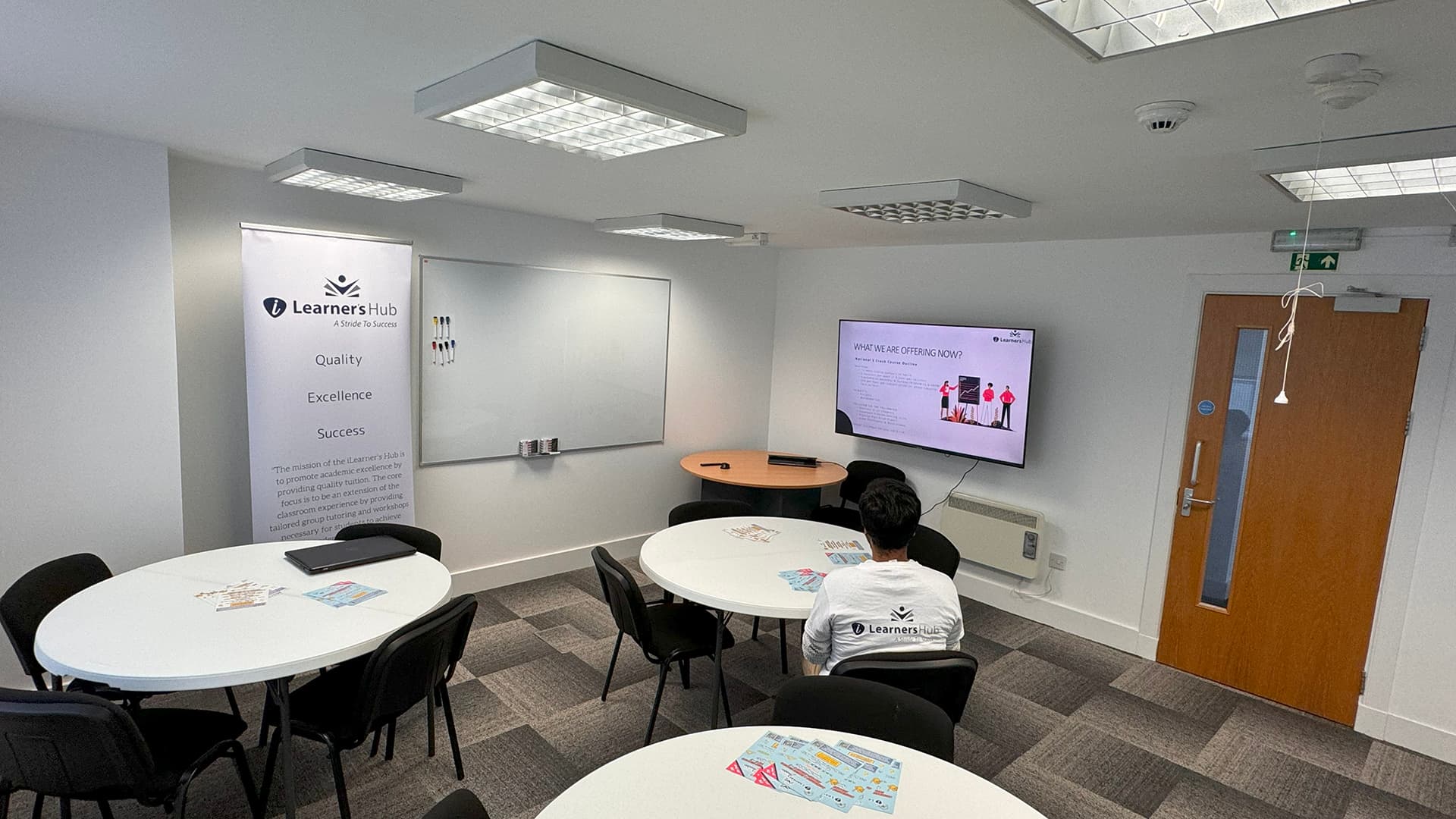 Bright classroom with colorful learning materials