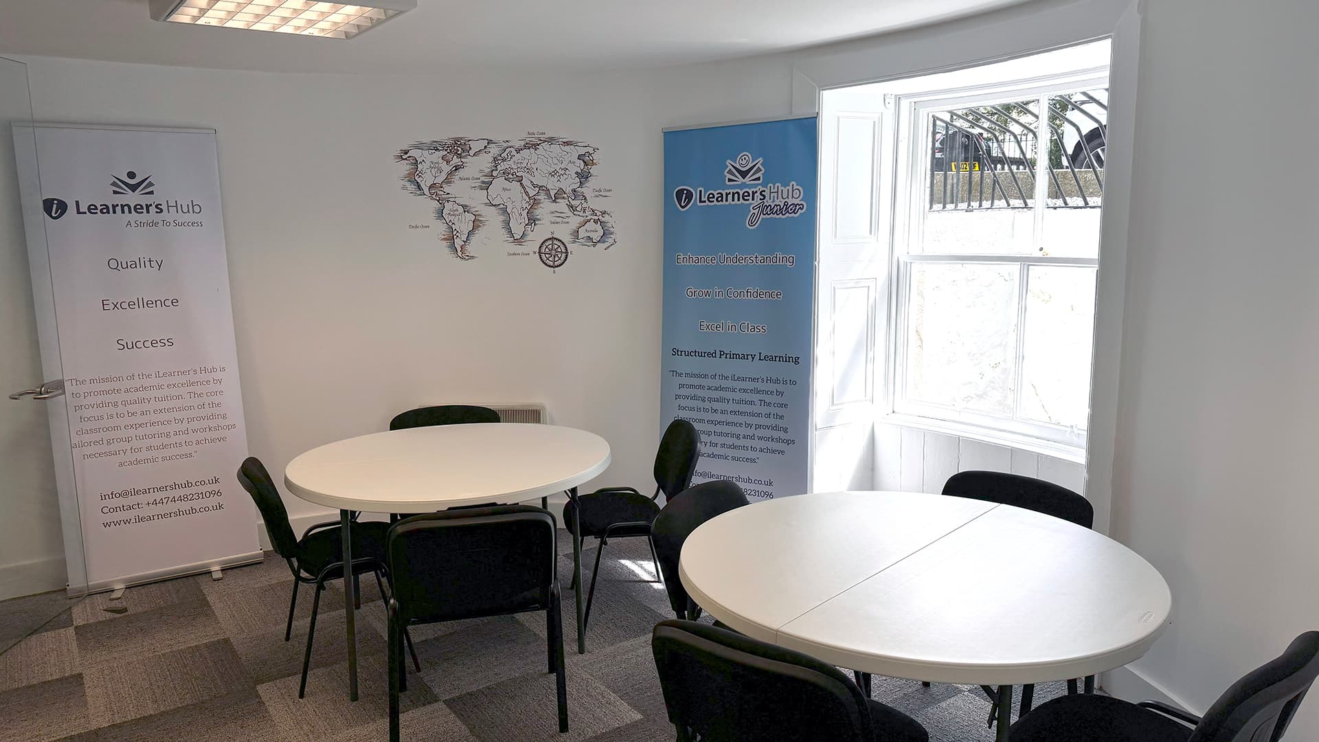 Chair and table setup in a classroom
